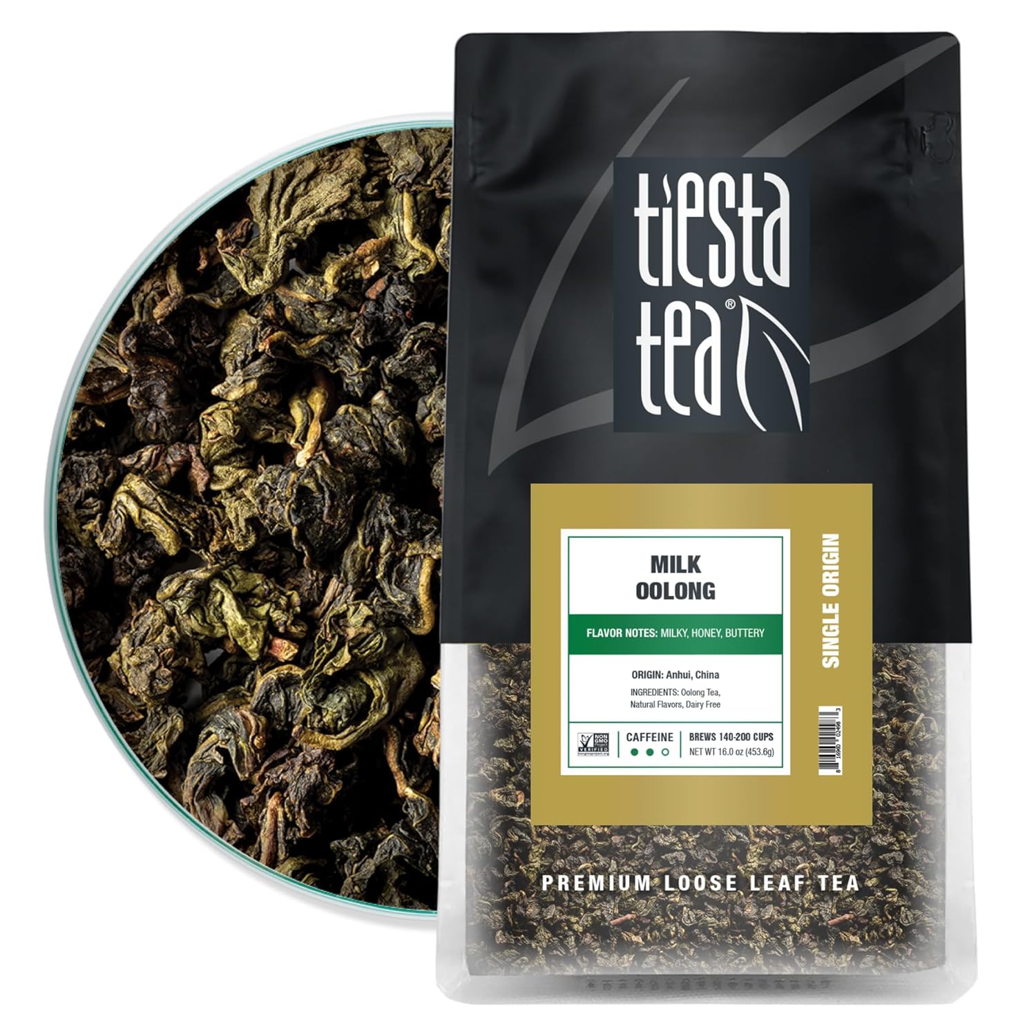 Tiesta Tea - Milk Oolong Tea | Single Origin Premium Loose Leaf Oolong Tea From China | 100% Pure Unblended Medium Caffeinated Tea | Make Hot Or Iced Tea & Up To 200 Cups - 16Oz Resealable Bulk Pouch