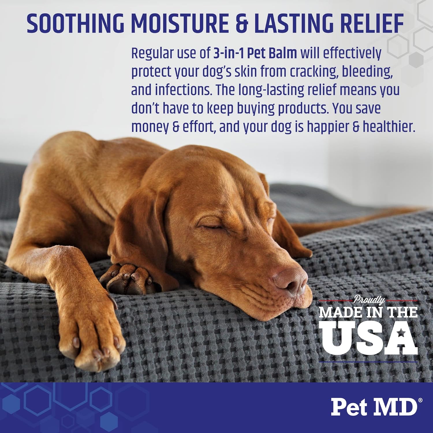 Pet MD Dog Paw Balm - 3-in-1 Paw, Nose/Snout, & Elbow Moisturizer & Paw Protectors for Dogs - 2 oz Paw Wax with Shea Butter, Coconut Oil, & Beeswax : Pet Supplies