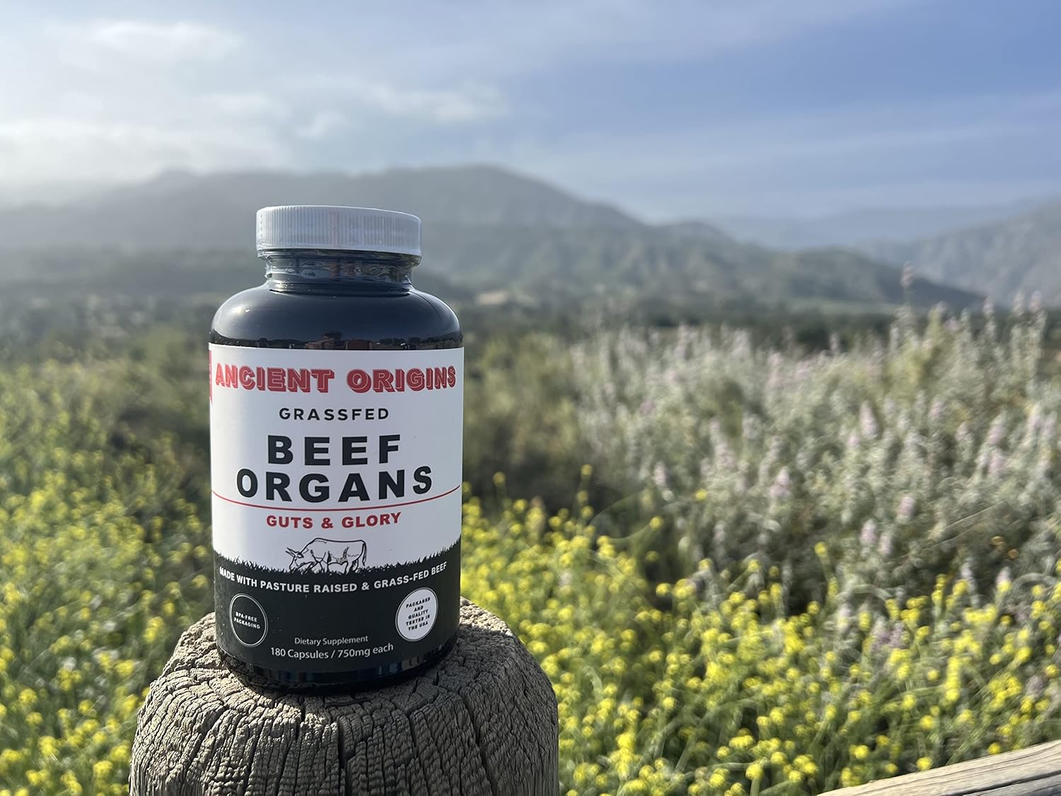 Ancient Origins Grass Fed Beef Organs Supplement 4500Mg - Desiccated Liver, Bone Marrow, Heart, Spleen, Pancreas & Kidney, Non-Gmo, Gluten Free, Undefatted (180 Capsules, 750Mg Each) : Health & Household