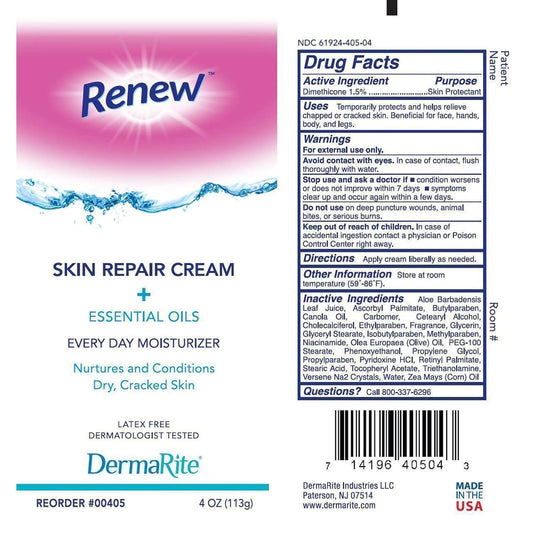 Dermarite Renew Skin Repair Cream - Every Day Moisturizer & Skin Protectant With Dimethicone And Aloe Vera - Powder Scent, 4 Oz. Tube, 2 Count