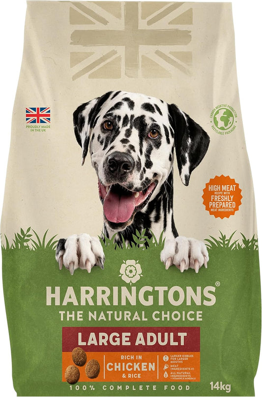 Harringtons Complete Large Breed Dry Adult Dog Food Chicken & Rice 14kg - Made with All Natural Ingredients?HARRLBC-14