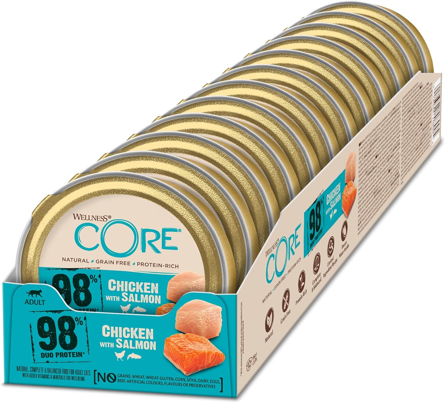 Wellness CORE 98% Chicken & Salmon, Wet Cat Food, Pate, Grain Free, Protein-Rich, 12 x 85g?10882