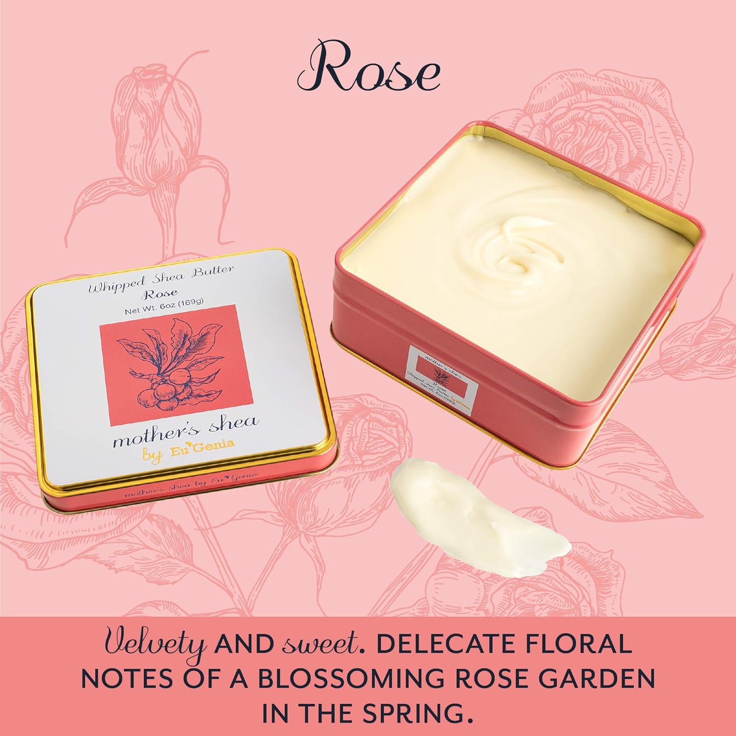Mother'S Shea Whipped Shea Butter (Rose, 6 Oz Tin) 100% Pure Raw Unrefined African Shea - Organic, Sustainably-Sourced Ingredients - Natural Skin & Hair Care