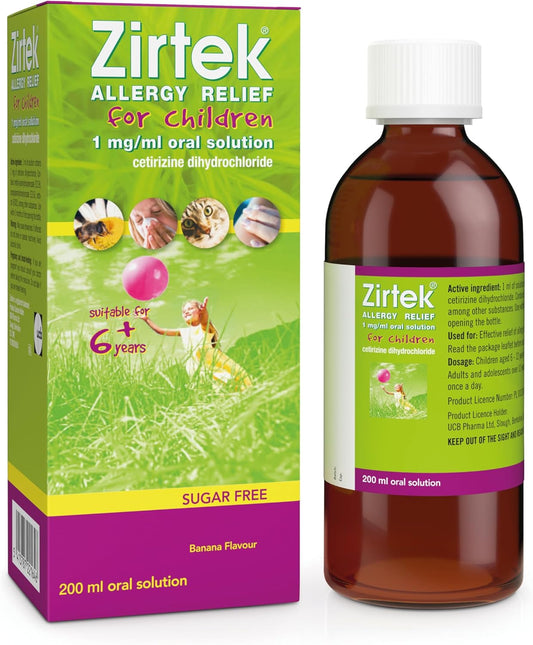 Zirtek Allergy Relief 200 ml Syrup | Hayfever, Dust, Pets, and Hives | Cetirizine Antihistamine Solution | Helps Relieve Allergic Symptoms | Kids antihistamine for Adults and Children Over 6 Years : Amazon.co.uk: Health & Personal Care