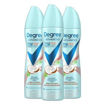 Degree Advanced Antiperspirant Deodorant Dry Spray Coconut & Hibiscus, 3 count 72-Hour Sweat & Odor Protection Deodorant Spray With MotionSense Technology 2.6 oz