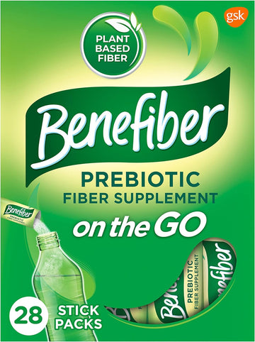 Benefiber On the Go Prebiotic Fiber Supplement Powder for Digestive Health, Daily Fiber Powder, Unavored Powder Stick Packs - 28 Sticks (3.92 s)