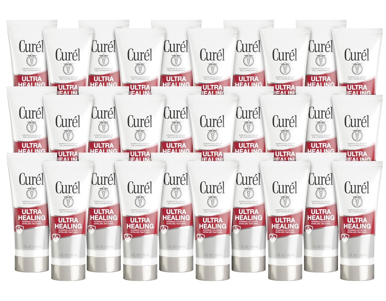 Curel Ultra Healing Intensive Fragrance-Free Lotion For Extra-Dry Skin, Dermatologist Recommended, Ideal For Sensitive Skin, Cruelty Free, Paraben Free 1 Oz (Pack Of 30)