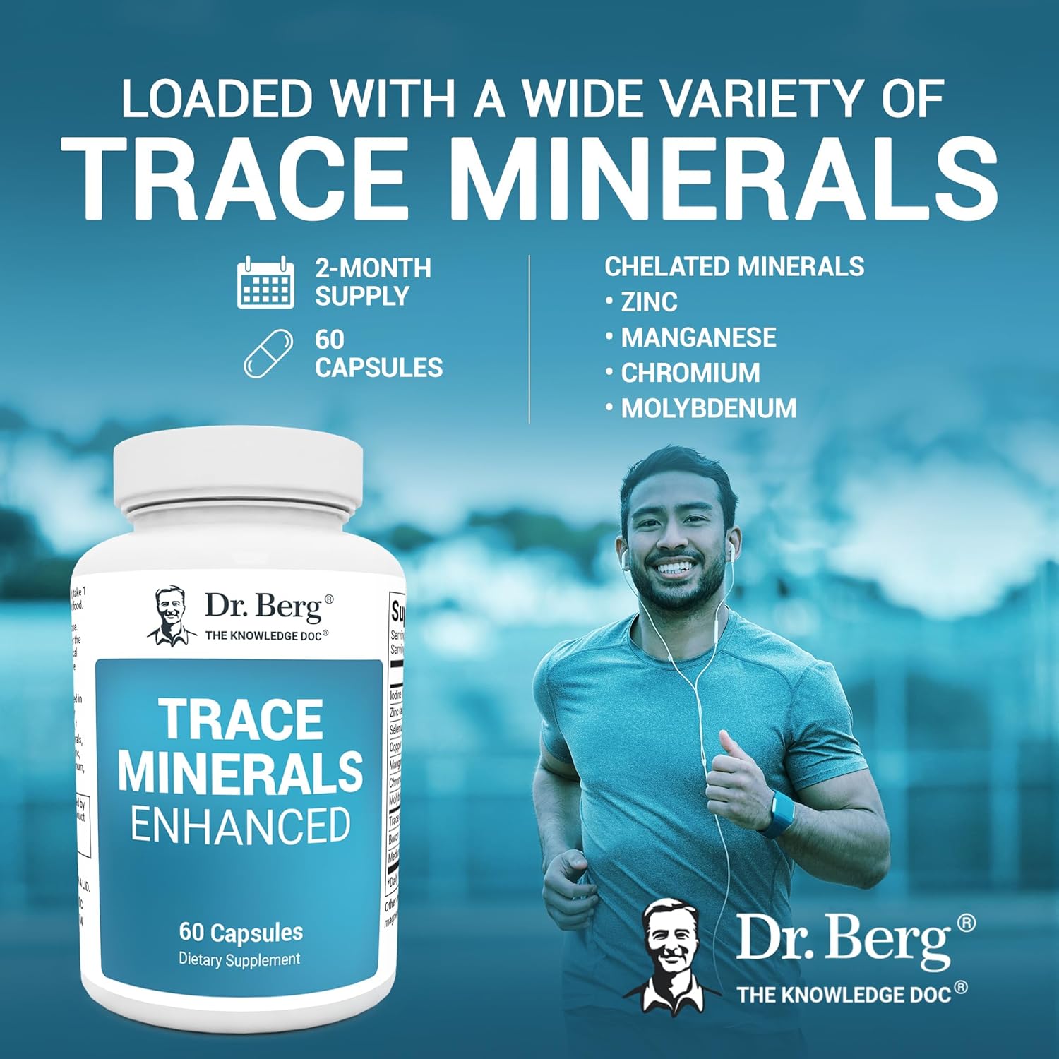 Dr. Berg Trace Minerals Enhanced Complex - Complete with 70+ Minerals Including 10 mg of Zinc - Dietary Supplement - 60 Capsules : Health & Household