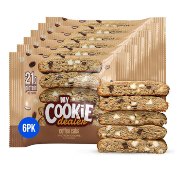 My Cookie Dealer Soft Baked Protein Cookies, Coffee Cake (6-Pack, 4Oz Cookie) - 21G Protein Per Cookie (Made With Raw Nutrition Protein) - Individually Wrapped Travel Snacks…