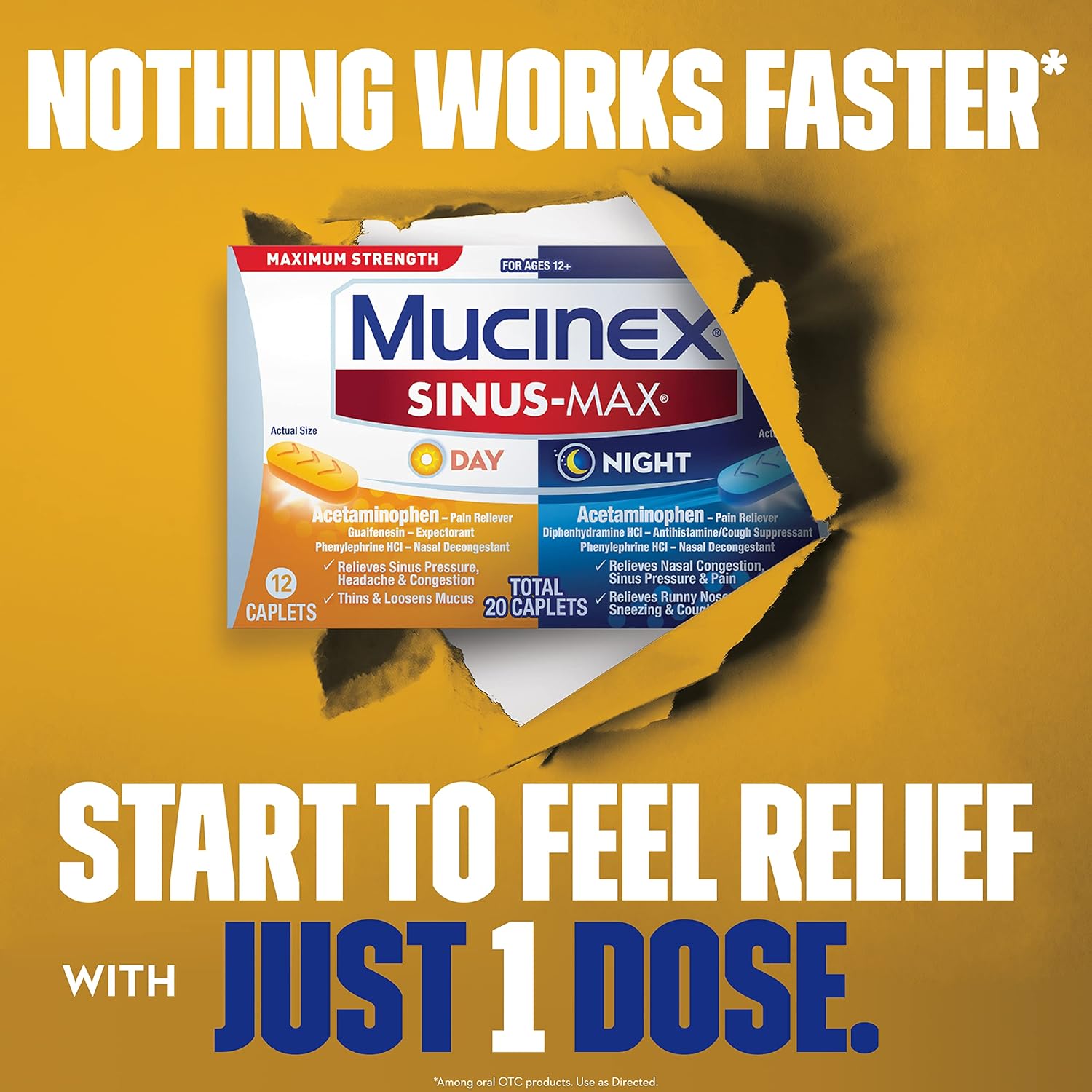 Mucinex Sinus-Max Max Strength Day & Night Caplets 20 ct : Health & Household