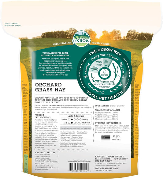 Oxbow Animal Health Orchard Grass Hay - All Natural Grass Hay For Chinchillas, Rabbits, Guinea Pigs, Hamsters & Gerbils - 15 Oz