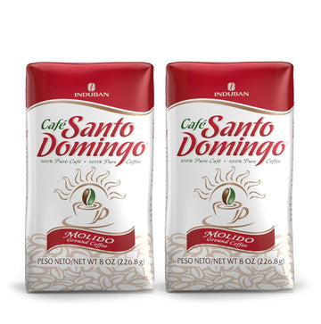 Café Santo Domingo, 8 oz Bag, Ground Coffee, Medium Roast - Product from the Dominican Republic (Pack of 2)