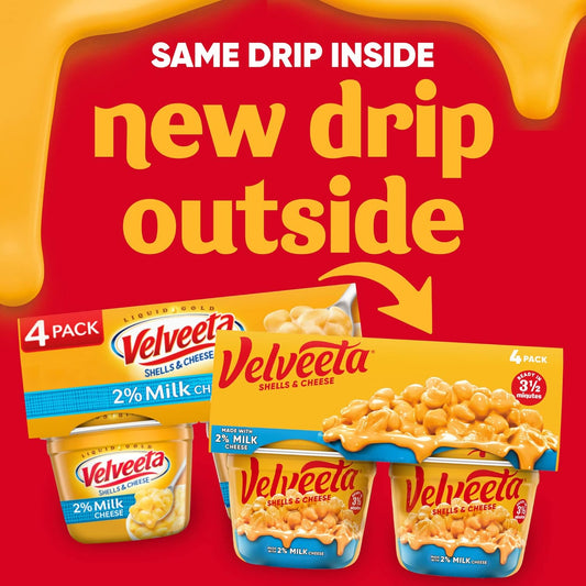 Velveeta Shells & Cheese Microwavable Macaroni and Cheese Cups with 2% Milk Cheese (4 ct Pack, 2.19 oz Cups)