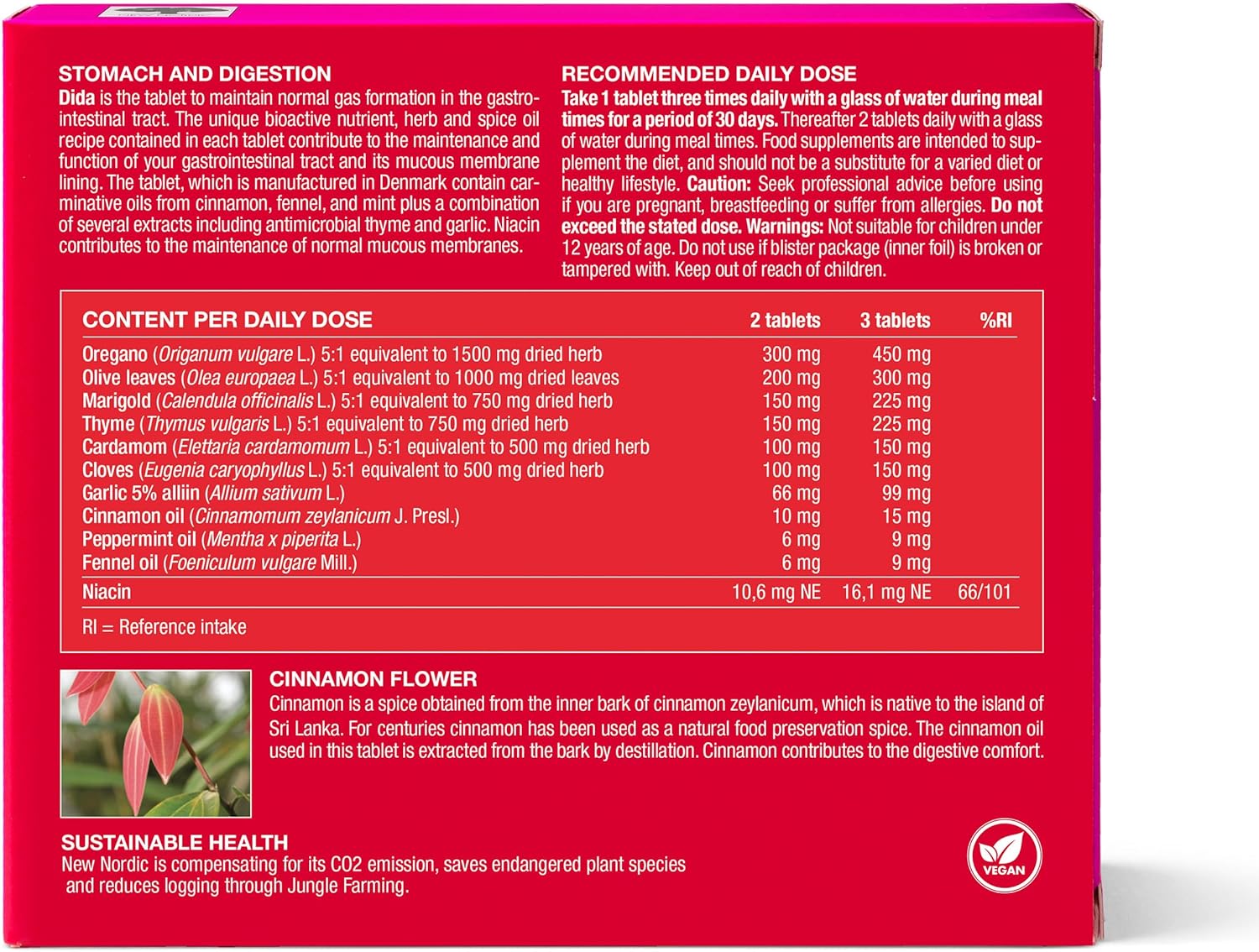 New Nordic Dida, 1 Month Supply, Natural Food Supplement with Peppermint and Cinnamon, Supports Normal Digestion and Reduces Bloating, 90 Tablets : Amazon.co.uk: Health & Personal Care