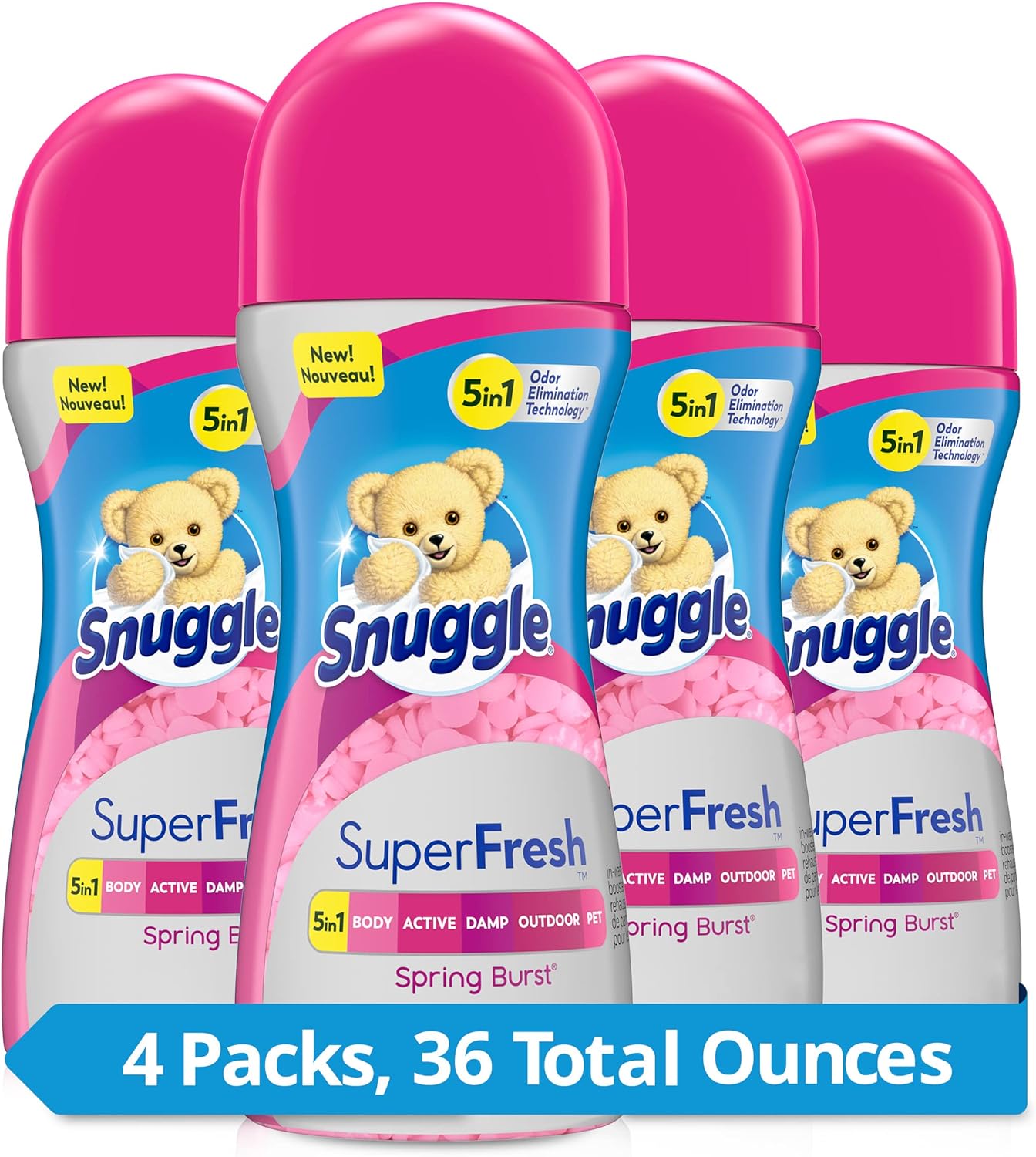 Snuggle Scent Shakes In-Wash Scent Booster Beads, SuperFresh Spring Burst, 9 Ounces, Pack of 4