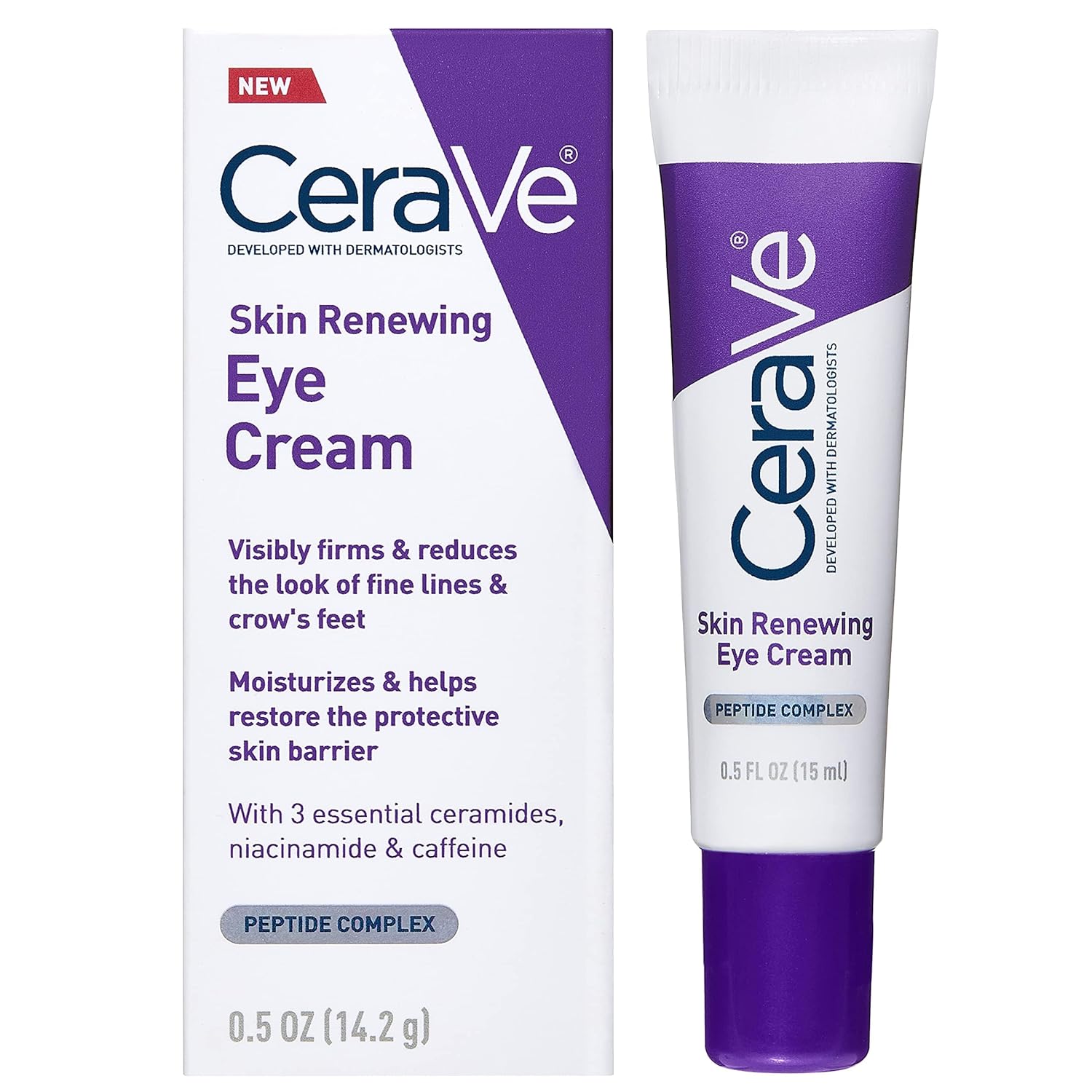 Cerave Skin Renewing Eye Cream For Wrinkles | Under Eye Cream With Peptides + Caffeine + Niacinamide | Anti Aging Eye Cream For Wrinkles & Crows Feet | Paraben Free & Opthalmologist Tested