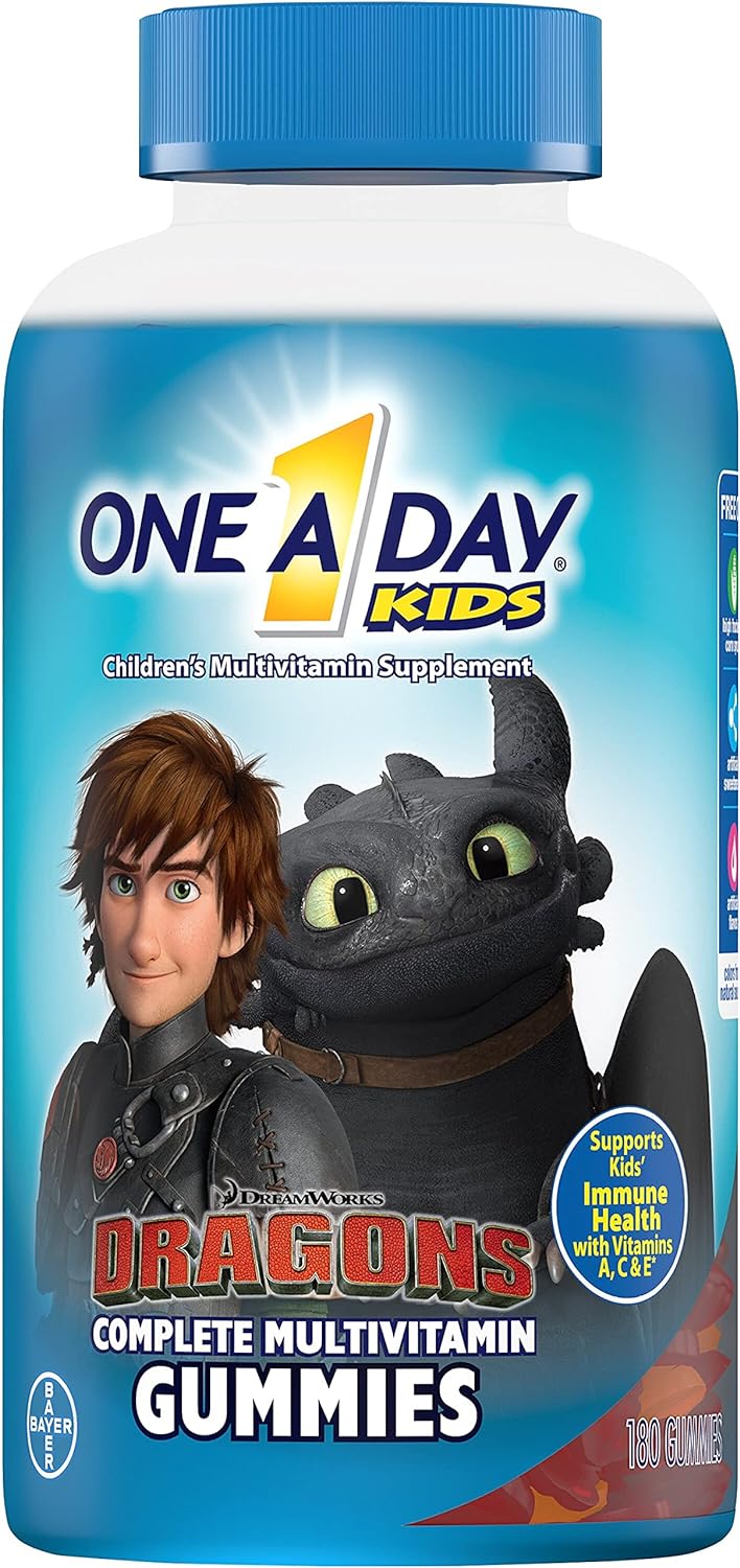 One A Day Kids How To Train Your Dragon Multivitamin Gummy, 180 Count, Supplement With Vitamin A, Vitamin C, Vitamin D, Vitamin E And Zinc For Immune Health Support