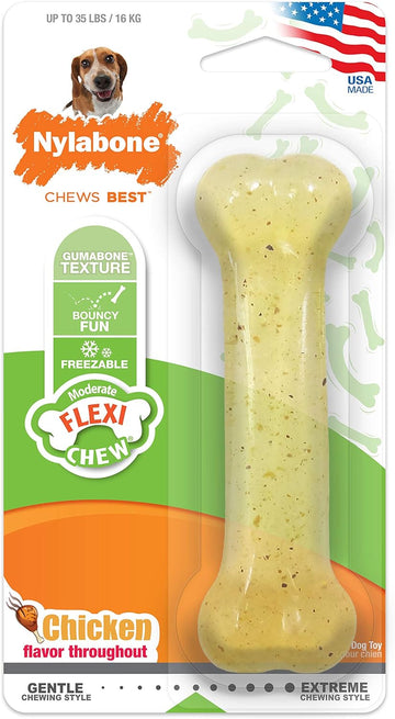 Nylabone Flex Chew Moderate Dog Chew Toy Bone, Chicken Flavor, Medium/Wolf (1 Count)