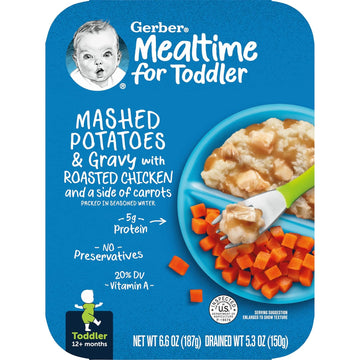 Gerber Meal Time For Toddlers Mashed Potatoes And Gravy With Roasted Chicken With Carrots, 6.6 Oz