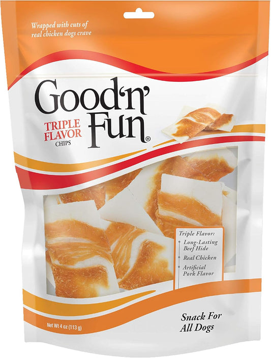 Good'N'Fun Triple Flavor Rawhide Chips With Real Chicken