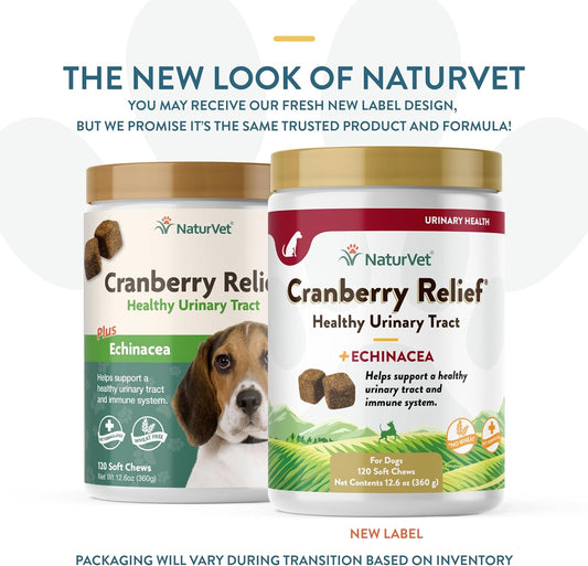 NaturVet – Cranberry Relief Plus Echinacea – Helps Support a Healthy Urinary Tract & Immune System – 120 Soft Chews