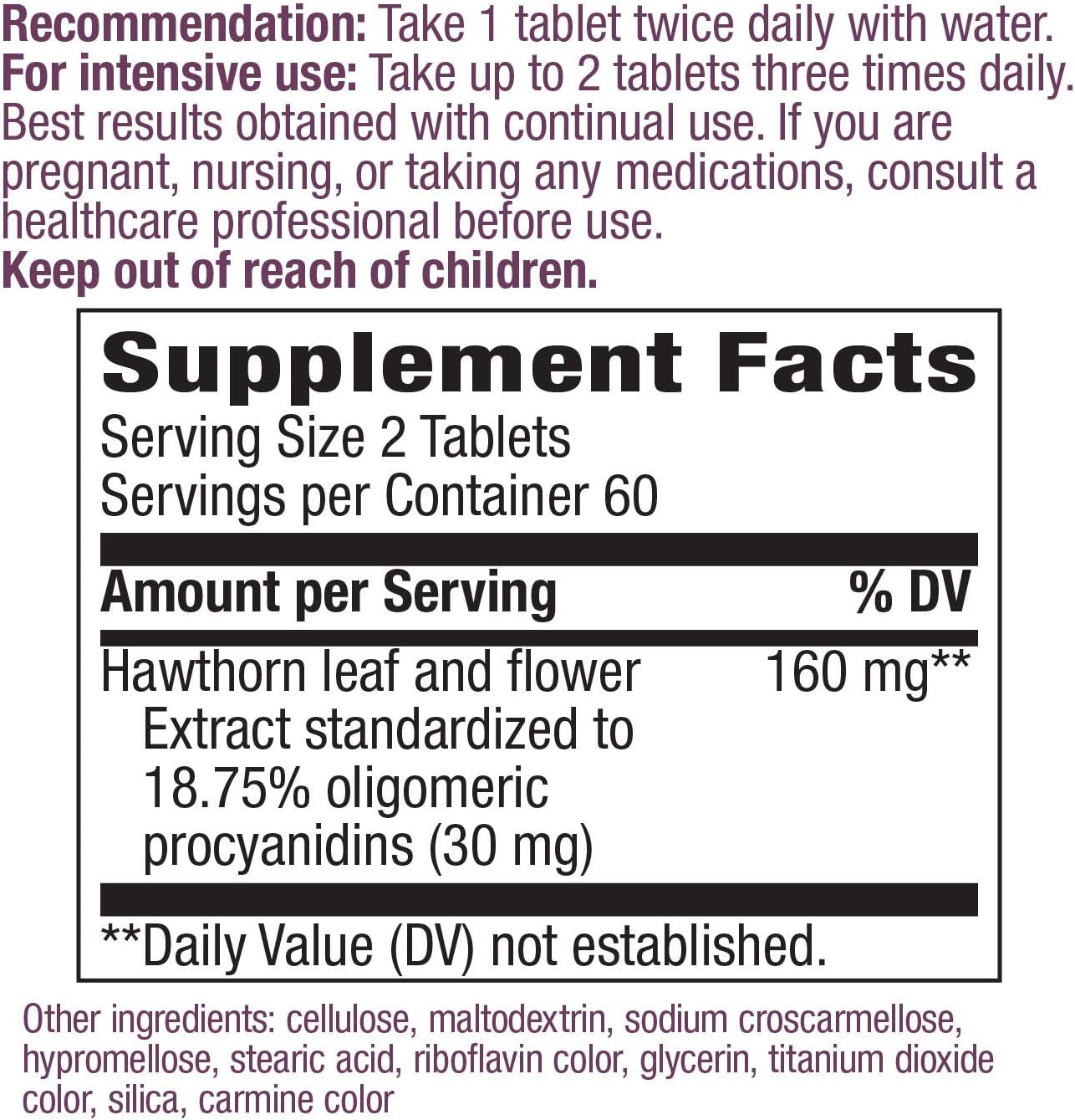 Nature's Way Heart Care Hawthorn Extract, Supports Healthy Heart Function*, 120 Tablets : Health & Household