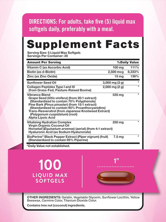 Nature'S Truth Collagen Beauty Supplement | 100 Liquid Max Softgels | Non-Gmo & Gluten Free Pills | Hydrating Formula