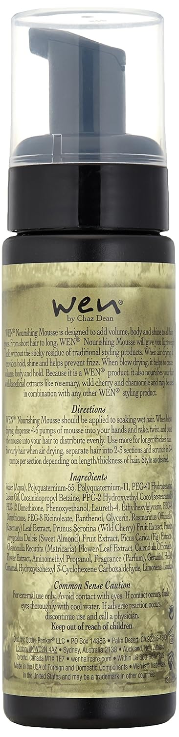 Wen By Chaz Dean Sweet Almond Mint Nourishing Mousse, 7.5 Fl Oz : Beauty & Personal Care