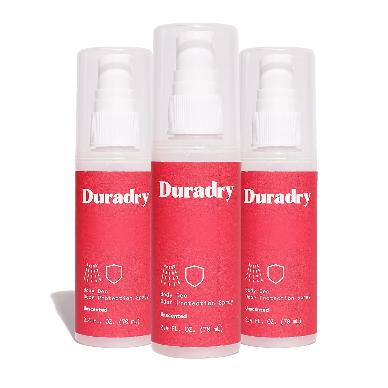 Duradry Body Deodorant Spray - Aluminum Free Deodorant, Prevent and Eliminate Any Body Odor Naturally - Unscented, 2.4 Fl Oz (Pack of 3)