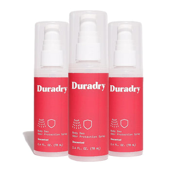 Duradry Body Deodorant Spray - Aluminum Free Deodorant, Prevent and Eliminate Any Body Odor Naturally - Unscented, 2.4 Fl Oz (Pack of 3)