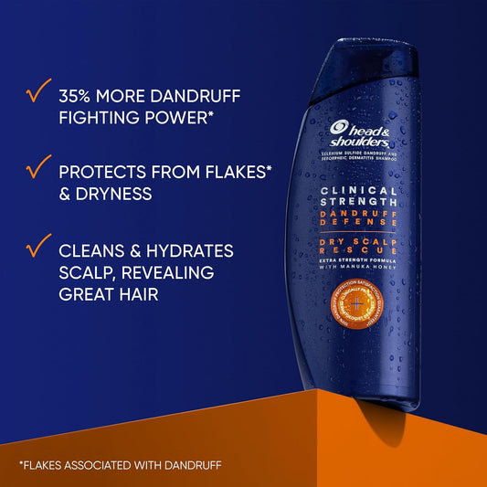 Head & Shoulders Dandruff Shampoo And Conditioner Set, Clinical Strength, Selenium Sulfide Formula, Dry Scalp Relief With Manuka Honey, Up To 100% Flake Protection, 13.5 & 9.1 Fl Oz, 2 Pack