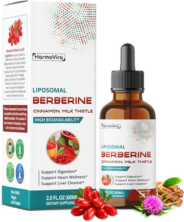 Liposomal Berberine With Cinnamon & Milk Thistle – Advanced Formula – Supports Digestion, Heart Wellness & Liver Cleanse* – 2.0 Fl. Oz (60Ml) – Made In The Usa