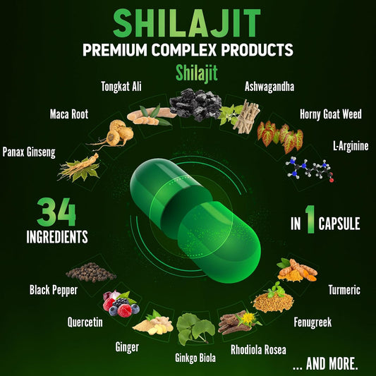 Zolotus (2 Packs 60 Capsules 20750Mg Shilajit Capsules 34 In 1, With Tongkat Ali, Ashwagandha Root, Maca Root - Best Supplement For Brain Health, Immune System & Energy Production