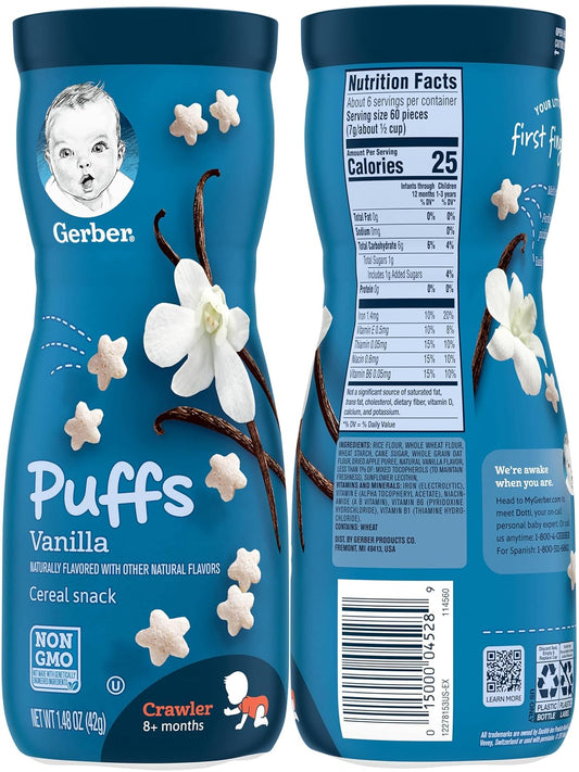 Gerber Puffs Variety Pack, 1 Banana, 1 Vanilla, 1 Blueberry, 3 CT