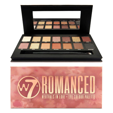 W7 Romanced Eyeshadow Palette - 12 Natural, Pink Nude Colors - Flawless Long-Lasting Makeup