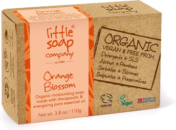 Little Soap Company Organic Range - Orange Blossom Soap Bar (110G) | Vegan, Natural, Cruelty Free, Eco Friendly Face, Body & Hand Soap | Sweet Orange, Rose & Neroli Essential Oils | No Sls Or Parabens