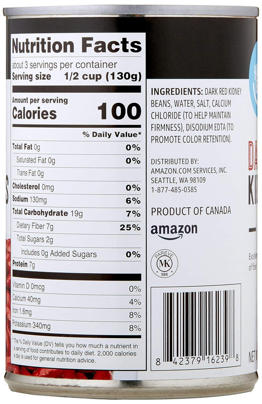 Amazon Brand - Happy Belly Dark Red Kidney Beans, 15 Ounce (Pack Of 1)