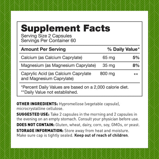 Dr Amy Myers Caprylic Acid Capsules 800 Mg - Provides Optimal Support For Healthy Balance - Gradual Release, Best Buffered Formula To Support A Healthy Gut And Probiotic - 120 Vegan Capsule
