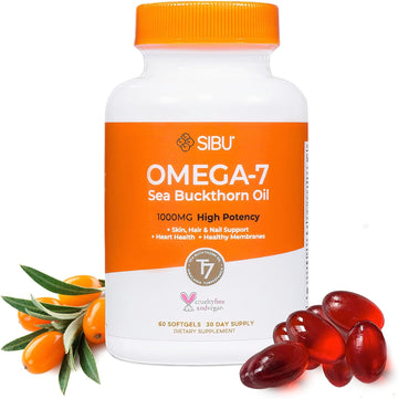 sibu Omega-7 Softgels, Premium Organic Himalayan Sea Buckthorn Oil (60ct, 30 Day Supply) – Supplement for Healthy Skin, Hair, Nails and Dryness