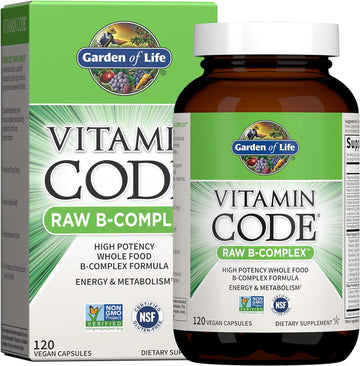 Garden Of Life Vitamin B Complex - Vitamin Code Raw B Complex - 120 Vegan Capsules, High Potency B Complex Vitamins For Energy & Metabolism With B6, Folate & B12 As Methylcobalamin Plus Probiotics
