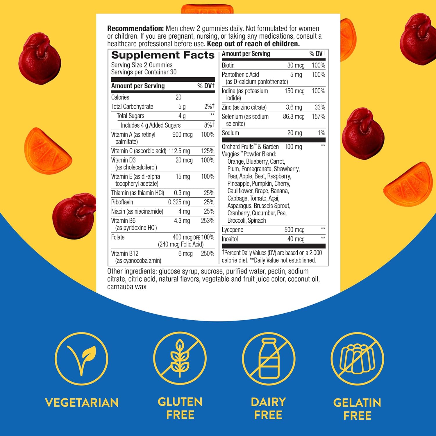 Nature's Way Alive! Men's Daily Gummy Multivitamin, Supports Energy Metabolism*, Muscle Function*, B-Vitamins, B-Vitamins, Gluten-Free, Vegetarian, Fruit Flavored, 60 Gummies (Packaging May Vary) : Health & Household