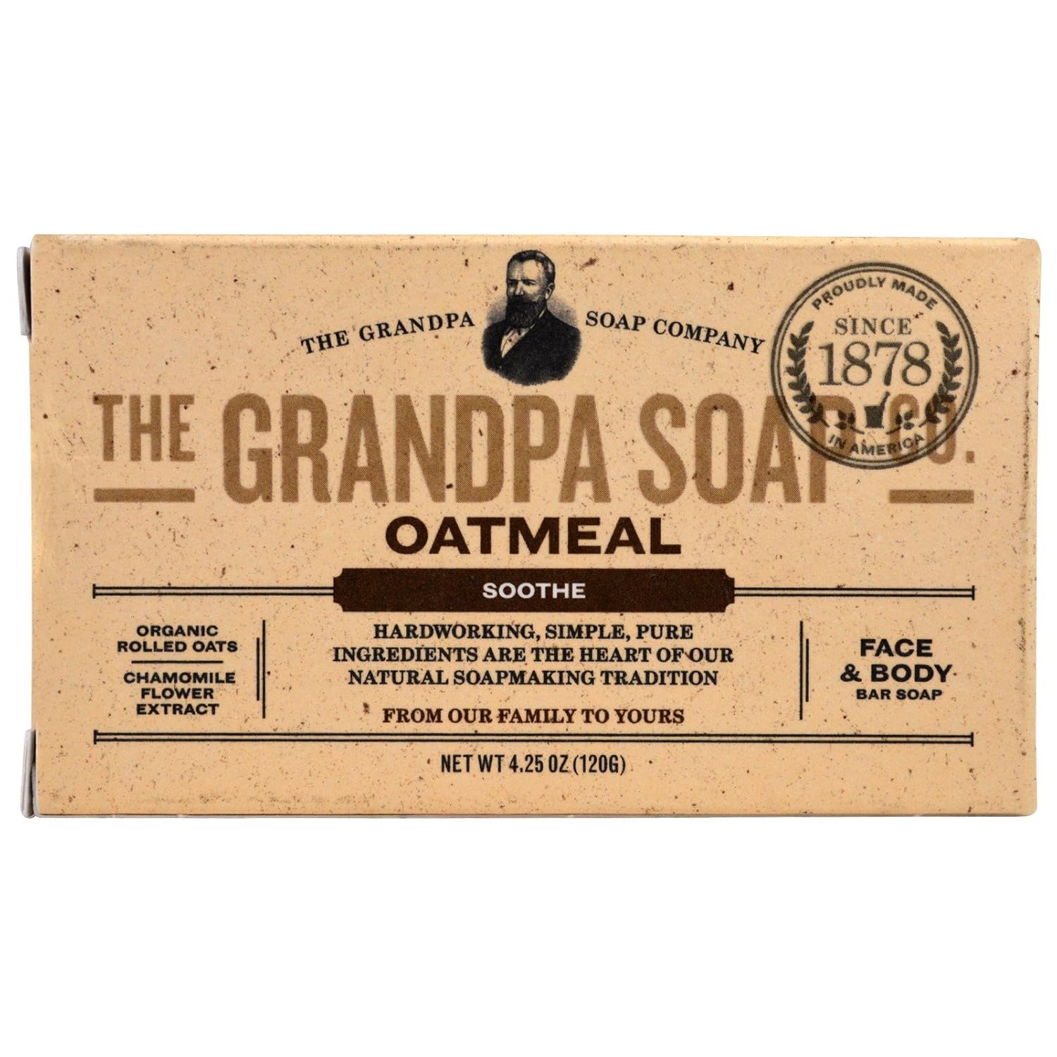 Grandpa'S Old Fashioned Oatmeal Bar Soap For Face And Bath, 3.25 Ounce