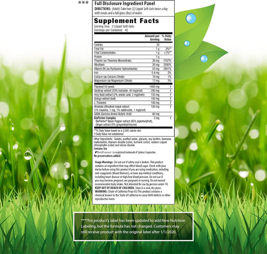 Irwin Naturals Stress-Defy - 84 Liquid Soft-Gels, Pack Of 2 - Promotes Calmness & Relaxation - With Rhodiola & L-Theanine - 84 Servings