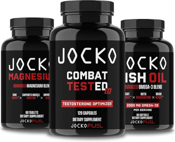 Jocko Fuel Supplements Bundle (3 Pack) - Test Booster For Men + Magnesium + Omega 3 Fish Oil