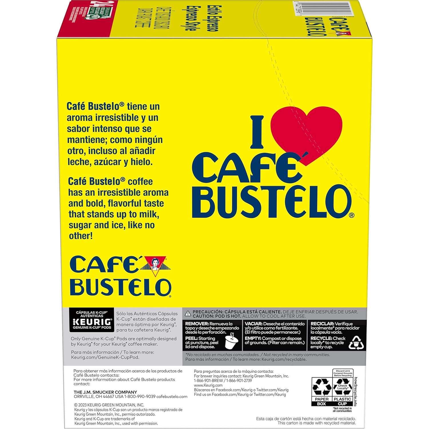 Café Bustelo Espresso Style Dark Roast Coffee, 24 Count (Pack Of 4), Total 96 Keurig K-Cup Pods