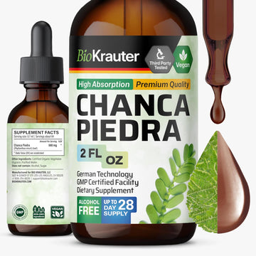 Bio Krauter Chanca Piedra Tincture - Natural Kidney Health Support Liquid - Chanca Piedra Stone Breaker & Gallbladder Cleanse Formula - Vegan, Alcohol & Sugar Free Drops - 4 Oz