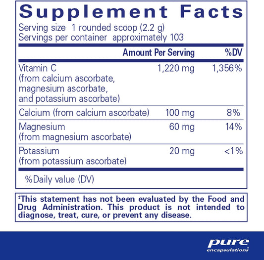 Pure Encapsulations Buffered Ascorbic Acid Powder | Vitamin C Supplement For Sensitive Individuals | 8 Ounces