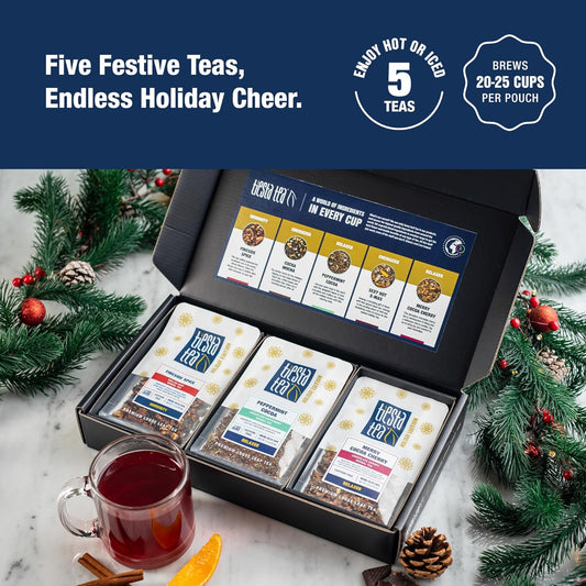 Tiesta Tea - Santa'S Bag Tea Gift Set | High To Non Caffeinated Tea Variety Pack | Make Hot & Iced Tea | Assorted Tea Blends With Black Tea, Rooibos Tea And Herbal Tea - 5 Indivual Resealable Pouches