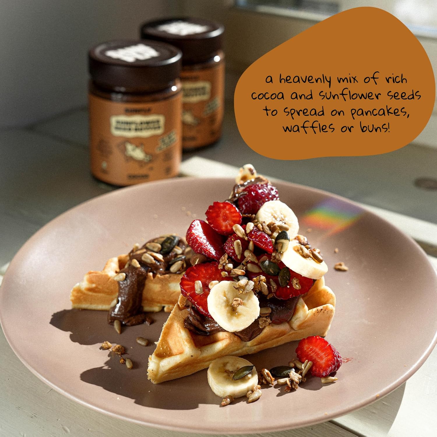 Sunfly Protein Chocolate Spread - Nut-Free, High-Protein Cocoa Spread From Sunflower Seeds - 70% Less Sugar - Palm Oil & Top 14 Allergen Free, Vegan - Rich In Vitamins & Minerals - 2 X 330G Jars