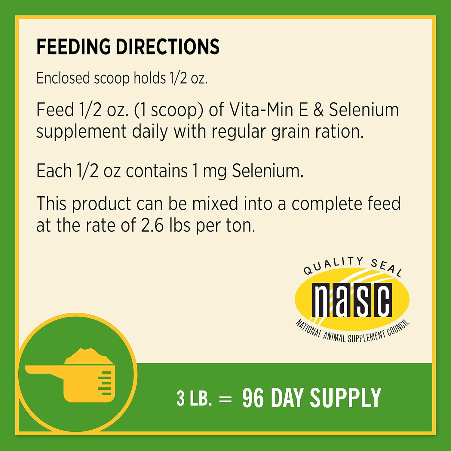 Farnam Vita-Min E & Selenium Antioxidant Supplement, 3 Pounds, 96 Day Supply